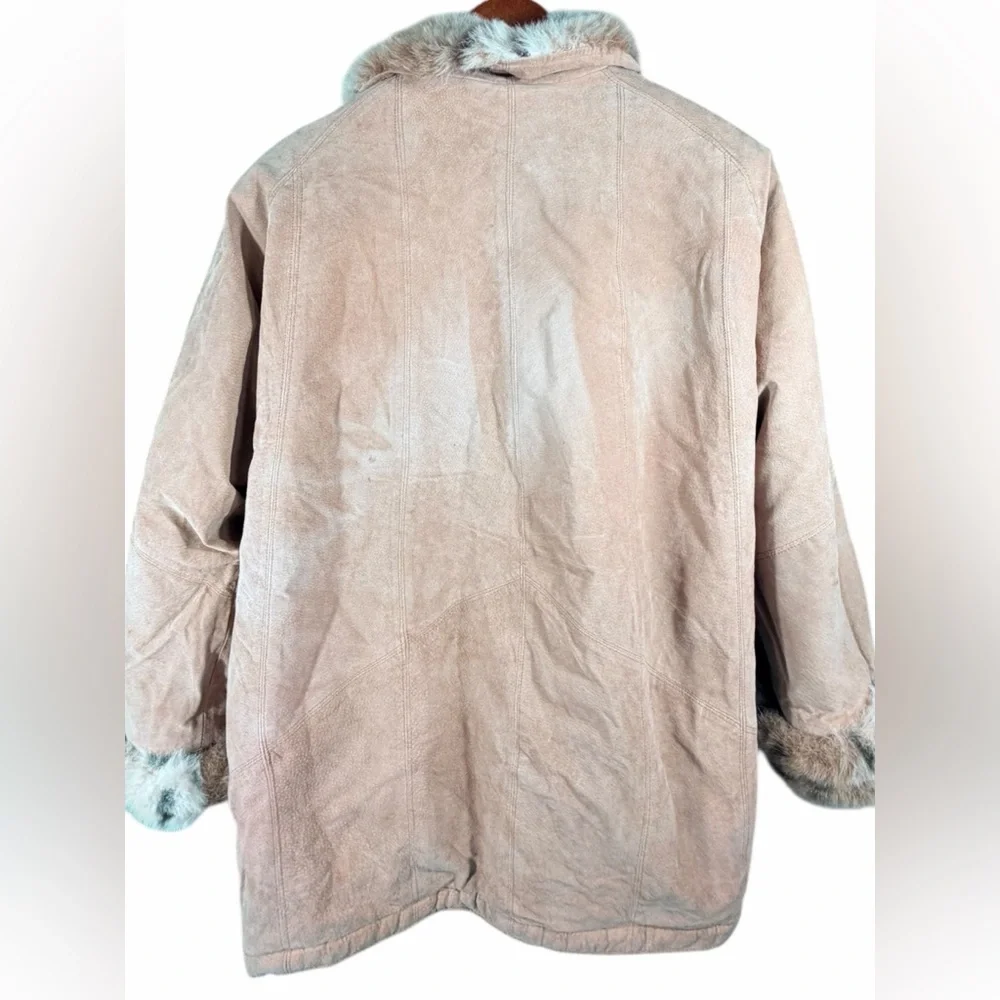 WINLIT New York Reversible Genuine Leather Faux Fur Coat Jacket Size M